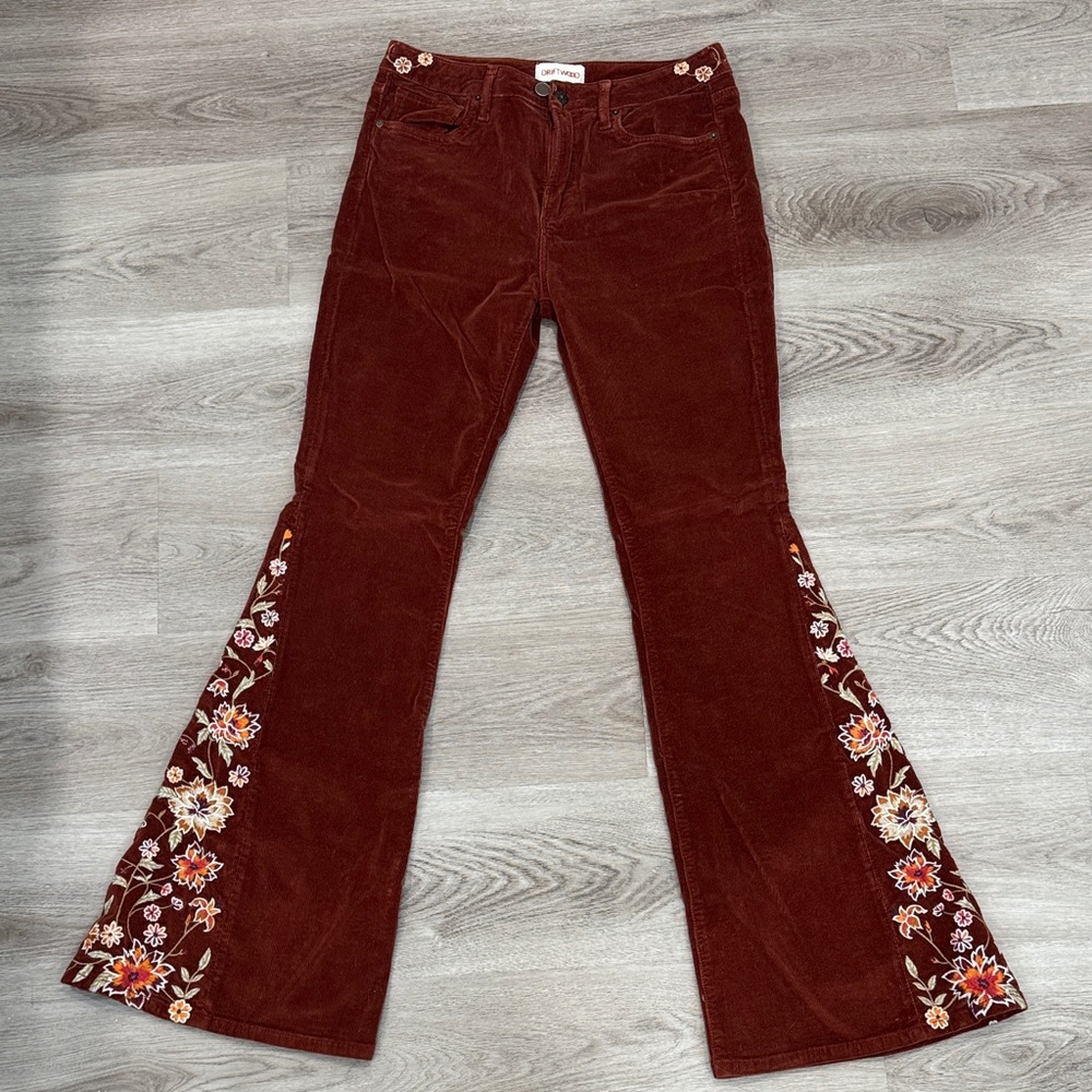 Elegant Floral Embroidered Flare Pants